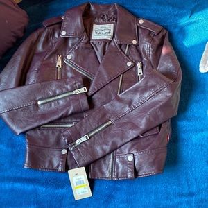 💜NWT💜 Levi’s Faux Leather Berry Plum Moto Jacket Sz Medium